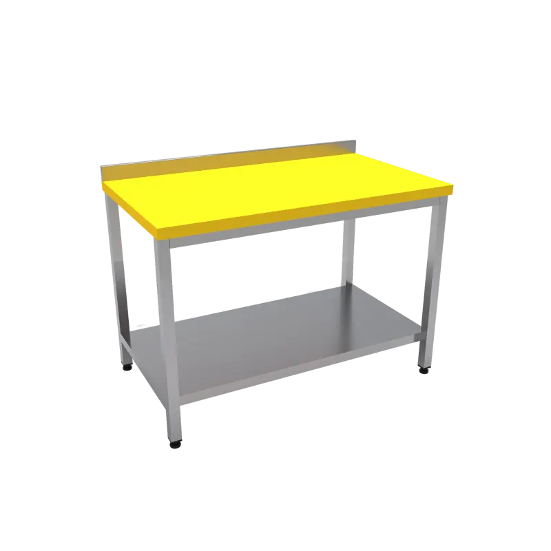 Çalışma Tezgahı Taban Raflı Polietilen Tablalı 120x60x85 CM Sarı