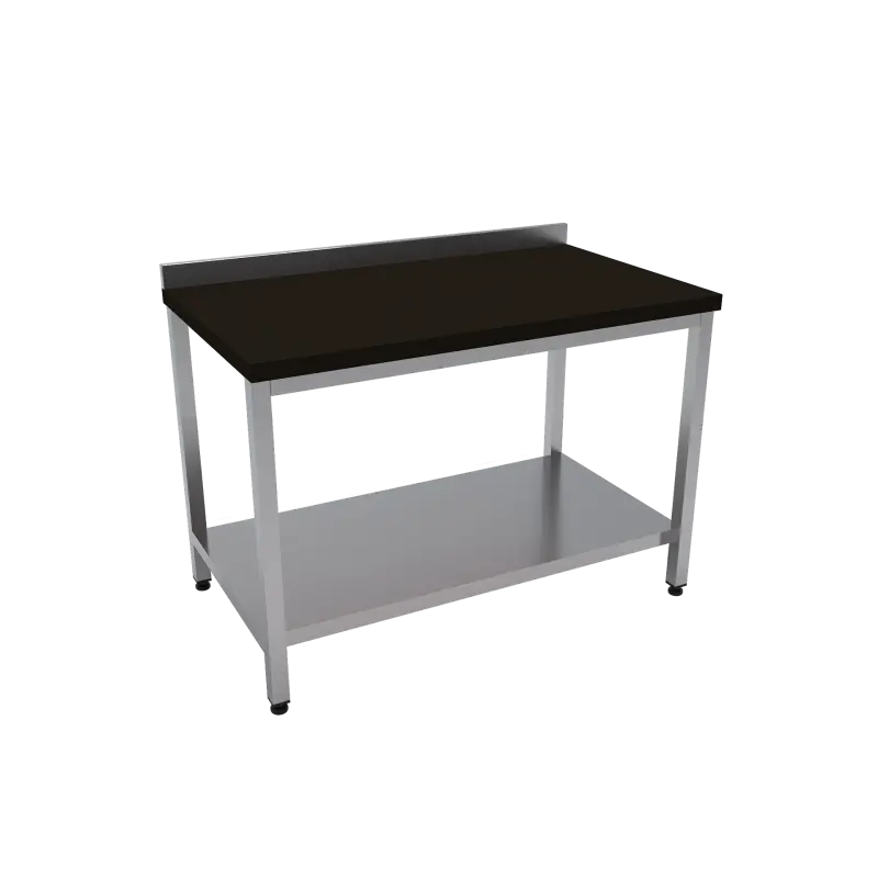 Çalışma Tezgahı Taban Raflı Polietilen Tablalı 140x70x85 CM Siyah