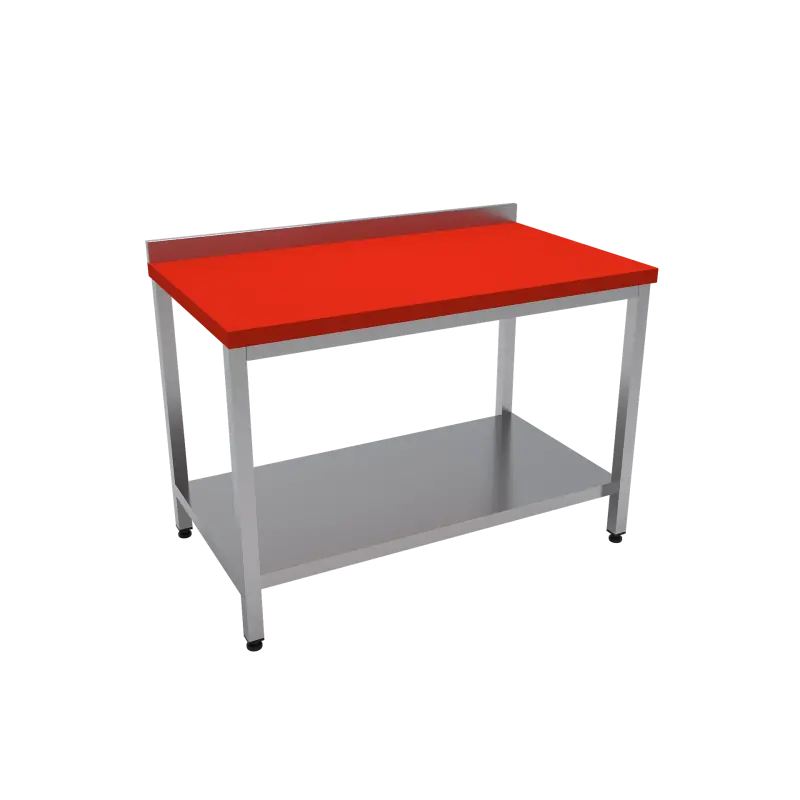 Çalışma Tezgahı Taban Raflı Polietilen Tablalı 220x60x85 CM Kırmızı