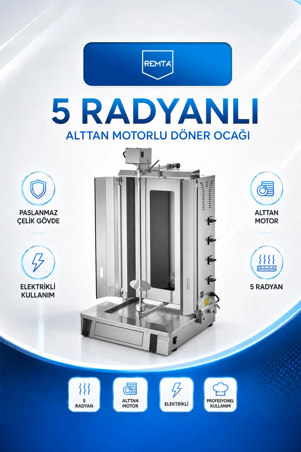 5 Radyanlı Alttan Motorlu Elektrikli Döner Ocağı