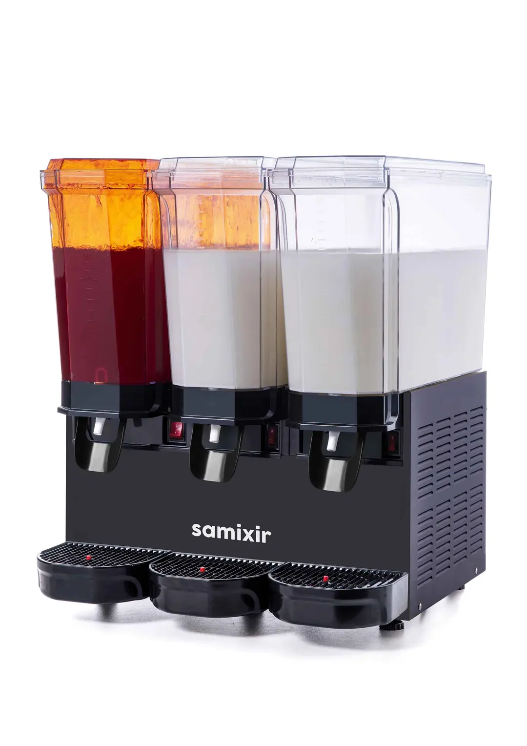 Samixir Triple Klasik Fıskiyeli Karıştırıcılı ve Karıştırıcılı Soğuk İçecek Dispenseri (20+20+20 Lt) Siyah