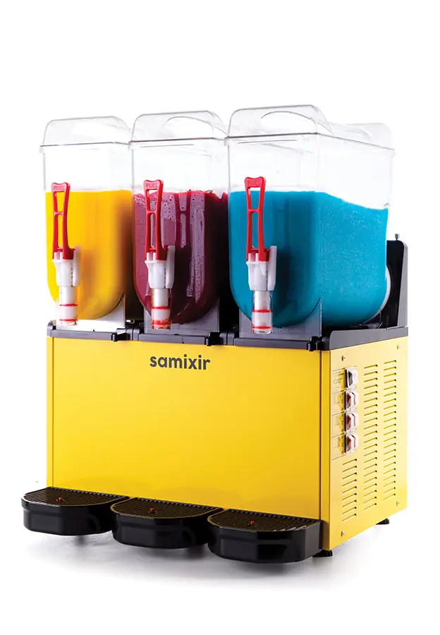 Samixir Allure Triple Ice Slush Granita Milkshake ve Soğuk Meyve Suyu Dispenseri (12+12+12 Lt) Sarı